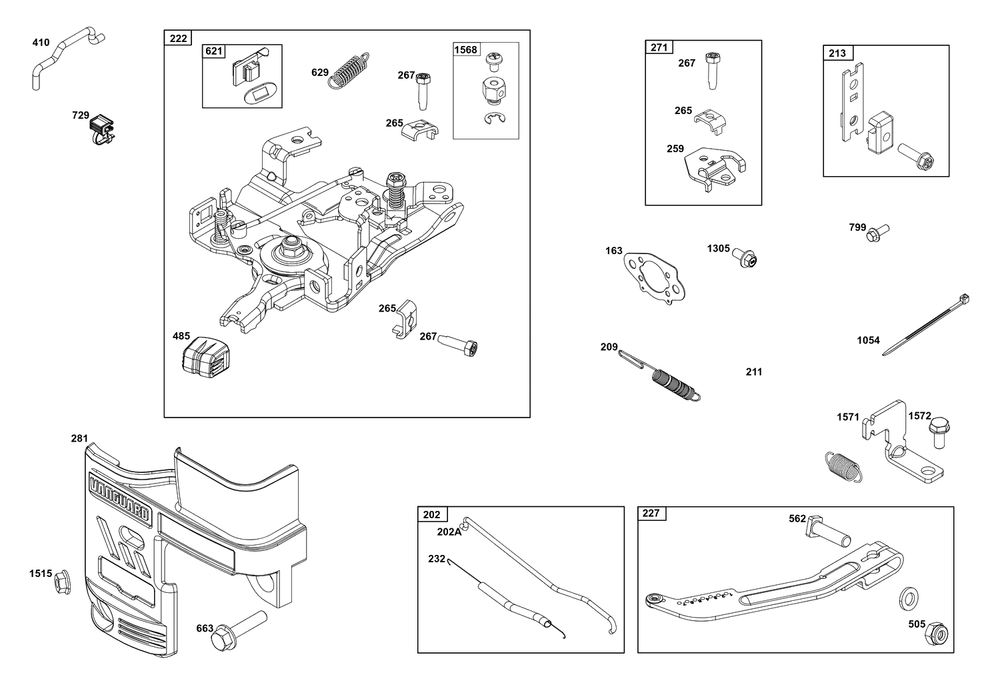 Controls Group Diagram and Parts List for 12V337-0171-H7  Briggs and Stratton Engine